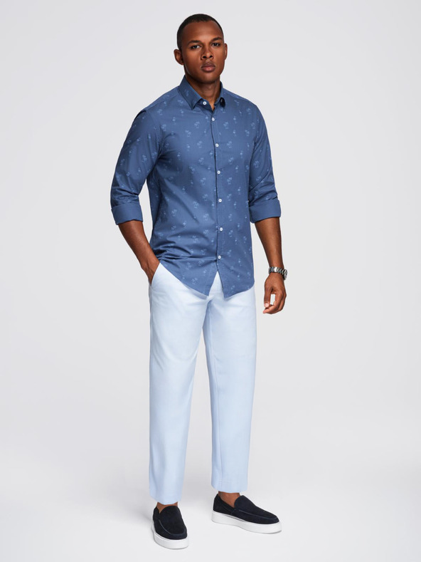 Ombre Clothing Sötétkék férfi mintás flanelinges ing Ombre Clothing