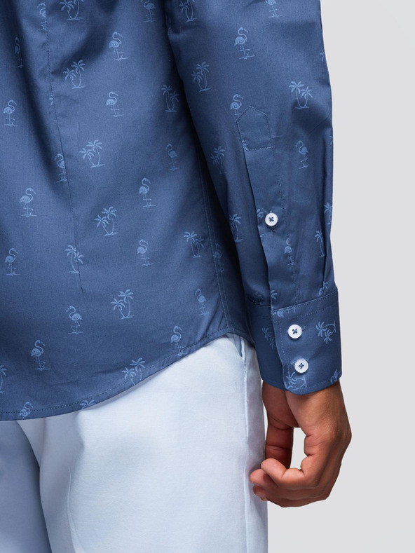 Ombre Clothing Sötétkék férfi mintás flanelinges ing Ombre Clothing