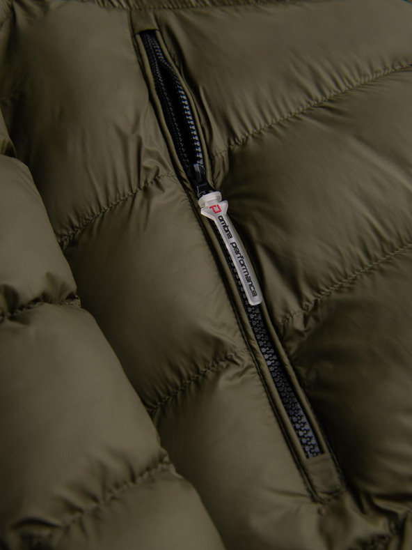 Ombre Clothing Sötétzöld férfi steppelt télikabát Ombre ruházat