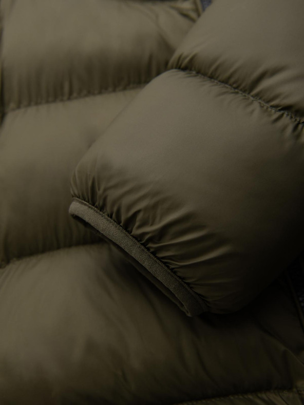 Ombre Clothing Sötétzöld férfi steppelt télikabát Ombre ruházat