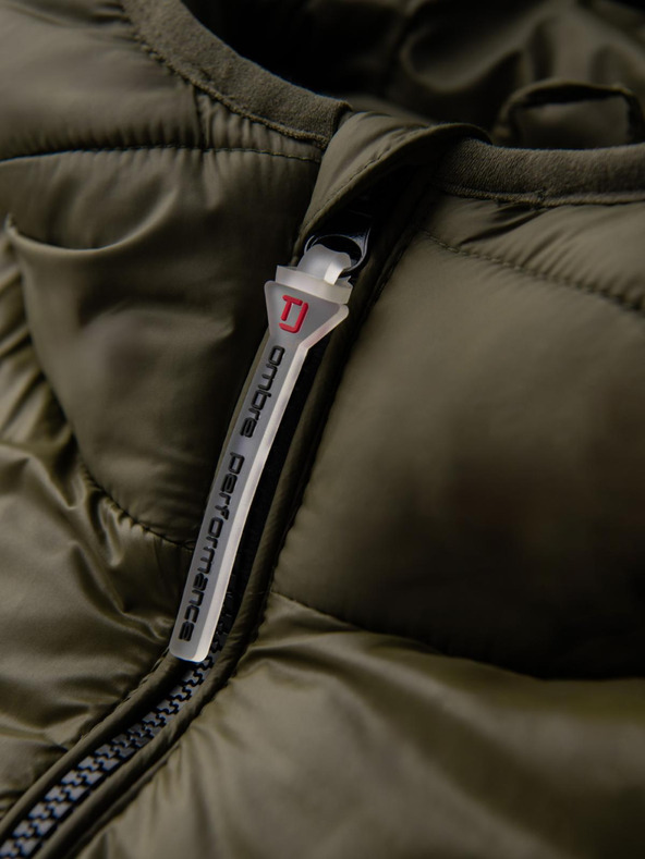 Ombre Clothing Sötétzöld férfi steppelt télikabát Ombre ruházat