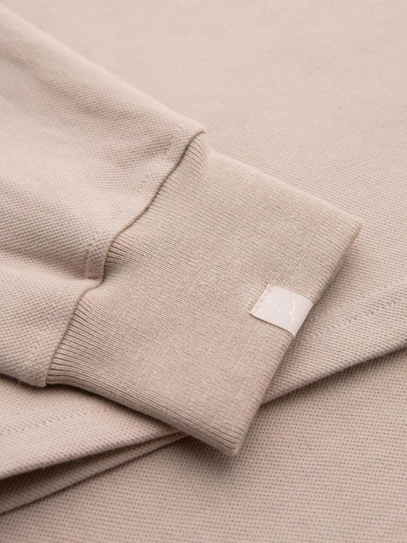 Ombre Clothing Bézs férfi alapvető gallérral pulóver Ombre ruházat