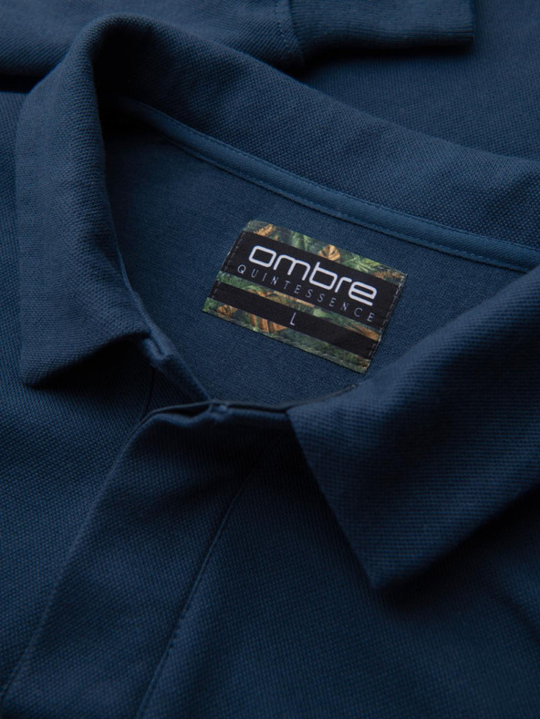 Ombre Clothing Sötétkék férfi alap gallérral pulóver Ombre Ruházat