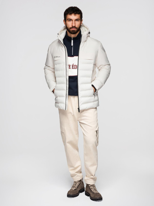 Ombre Clothing Krémszínű férfi steppelt télikabát Ombre ruházat