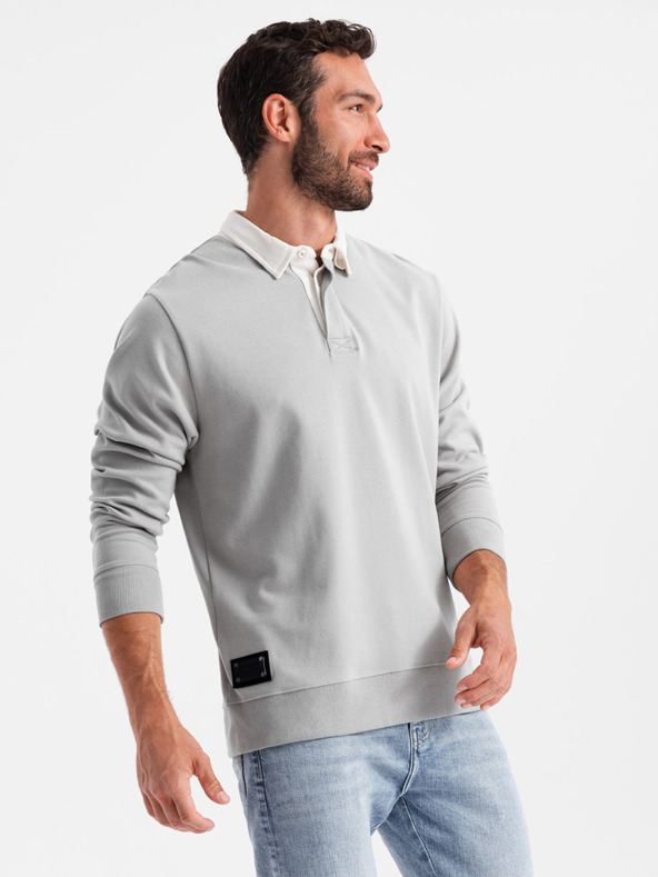 Ombre Clothing Világosszürke Férfi galléros melegítőfelső Ombre ruházat