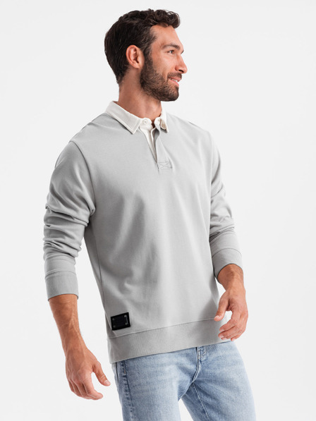 Ombre Clothing Világosszürke Férfi galléros melegítőfelső Ombre ruházat