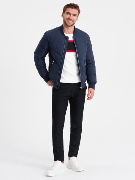 Ombre Clothing Sötétkék férfi steppelt bomber Ombre Ruházat