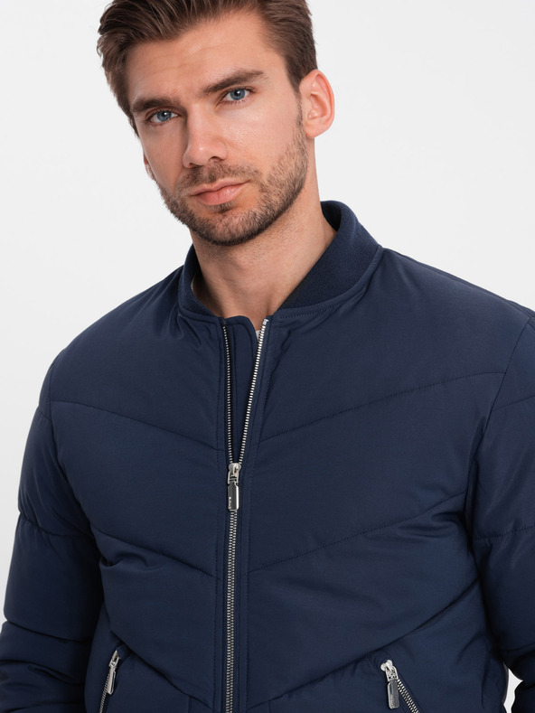 Ombre Clothing Sötétkék férfi steppelt bomber Ombre Ruházat