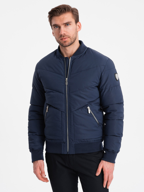 Ombre Clothing Sötétkék férfi steppelt bomber Ombre Ruházat