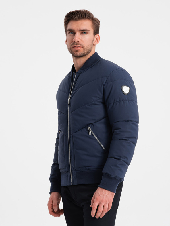 Ombre Clothing Sötétkék férfi steppelt bomber Ombre Ruházat