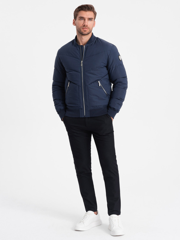 Ombre Clothing Sötétkék férfi steppelt bomber Ombre Ruházat