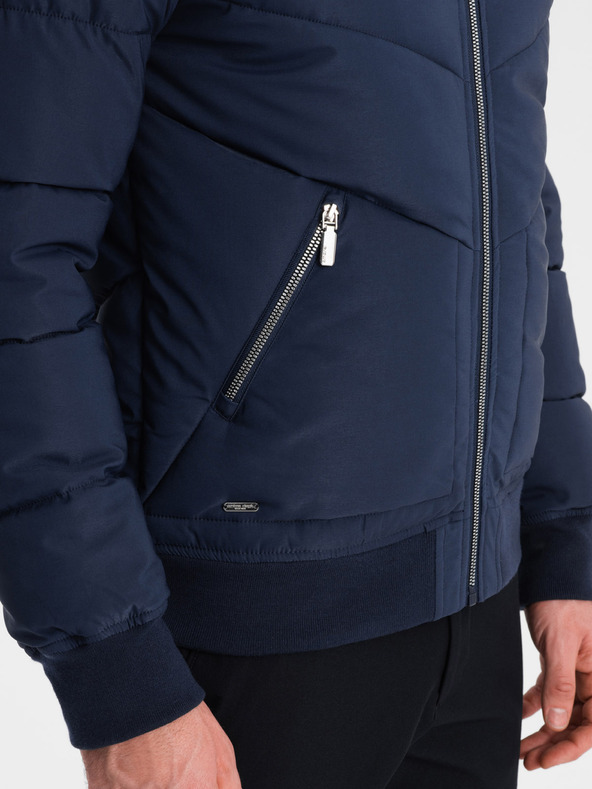 Ombre Clothing Sötétkék férfi steppelt bomber Ombre Ruházat