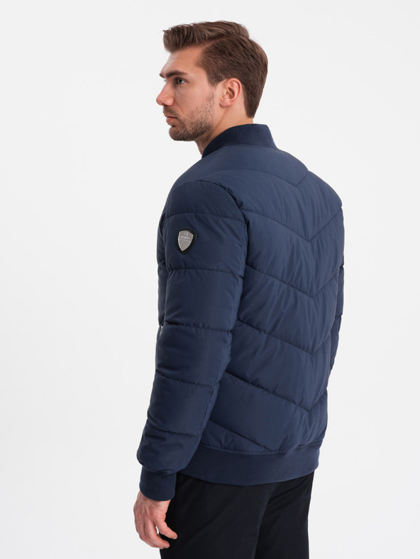 Ombre Clothing Sötétkék férfi steppelt bomber Ombre Ruházat