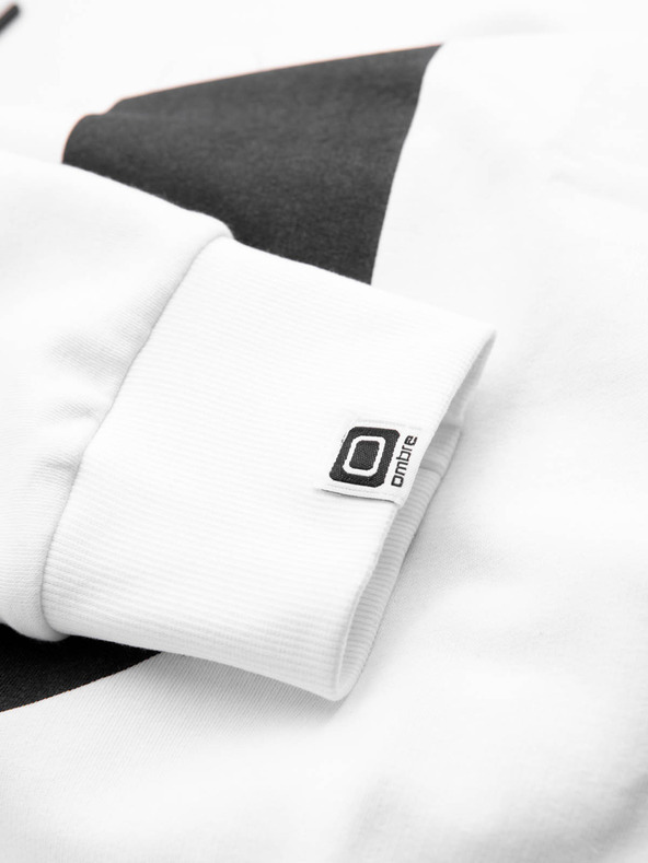 Ombre Clothing Fehér férfi nyomtatott kapucnis kapucnis pulóver Ombre Clothing