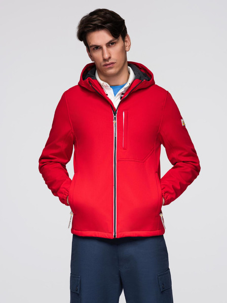 Ombre Clothing Piros férfi softshell kabát Ombre ruházat