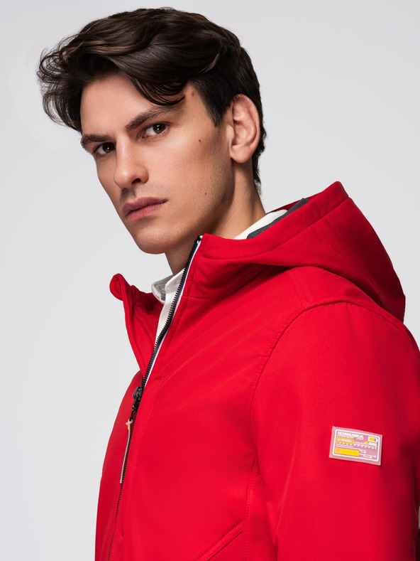 Ombre Clothing Piros férfi softshell kabát Ombre ruházat