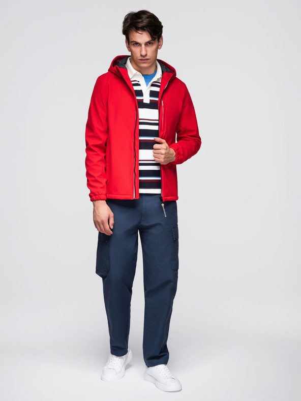 Ombre Clothing Piros férfi softshell kabát Ombre ruházat