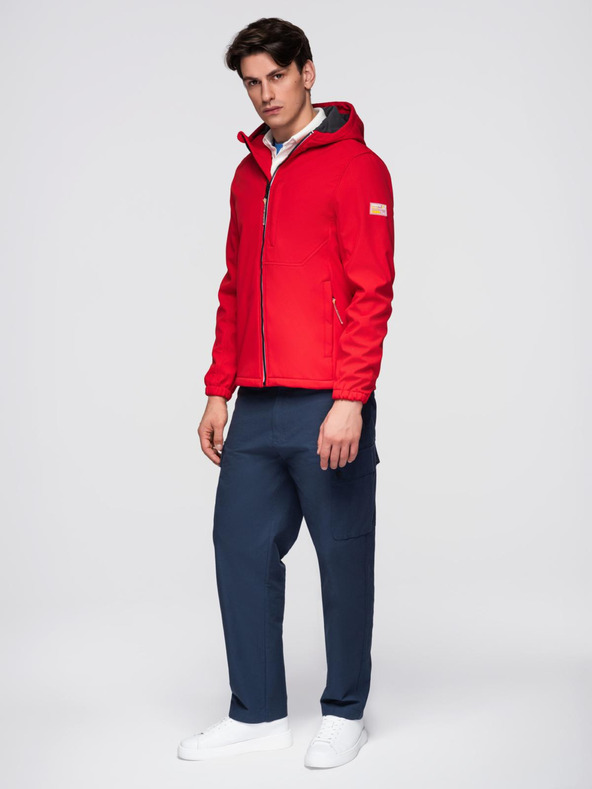 Ombre Clothing Piros férfi softshell kabát Ombre ruházat