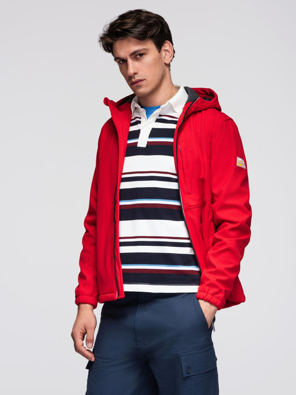 Ombre Clothing Piros férfi softshell kabát Ombre ruházat
