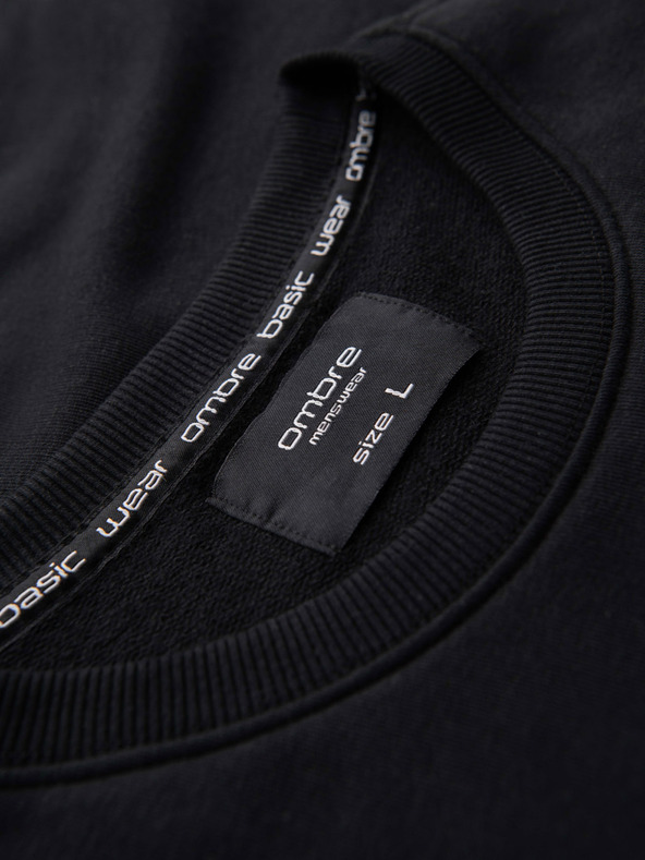 Ombre Clothing Fekete férfi nyomtatott pulóver Ombre Ruházat