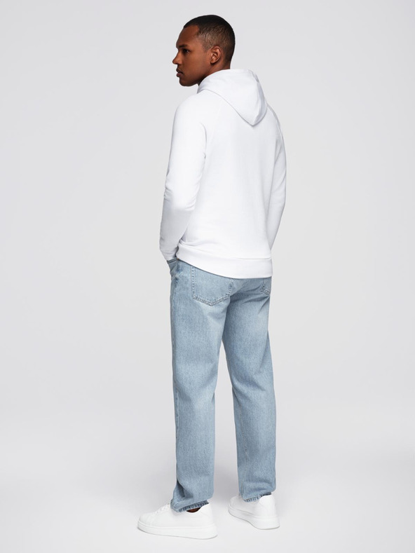 Ombre Clothing Piros-fehér férfi kapucnis pulóver nyomtatással Ombre Ruházat