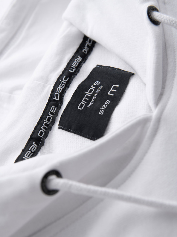 Ombre Clothing Piros-fehér férfi kapucnis pulóver nyomtatással Ombre Ruházat