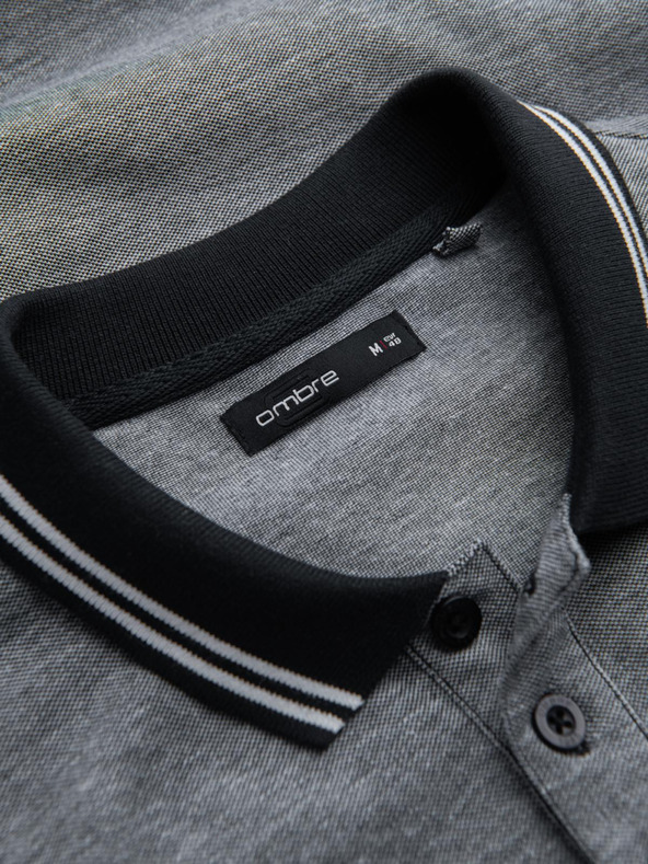 Ombre Clothing Fekete férfi csíkos póló póló Ombre Ruházat