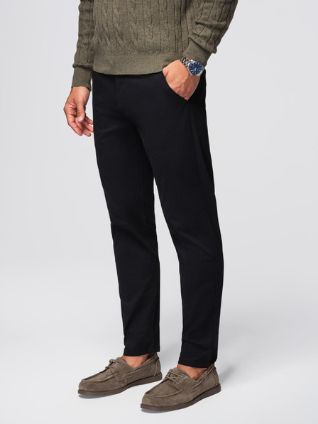 Ombre Clothing Fekete férfi chino nadrág dekoratív övvel Ombre ruházat