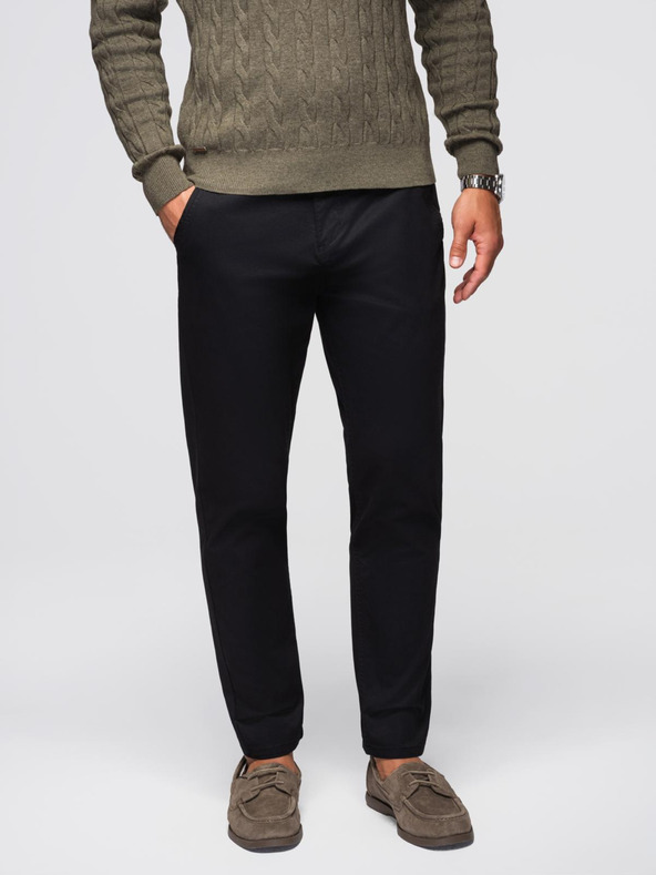 Ombre Clothing Fekete férfi chino nadrág dekoratív övvel Ombre ruházat