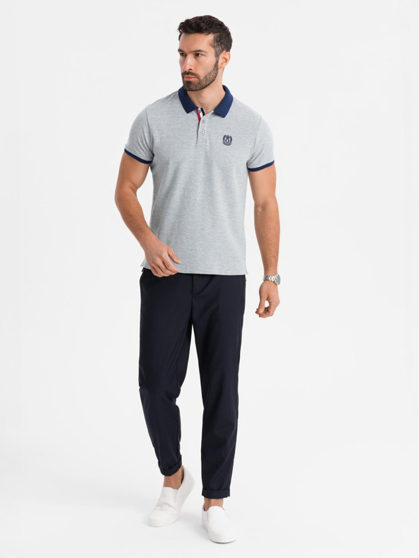 Ombre Clothing Szürke férfi póló póló Ombre Ruházat