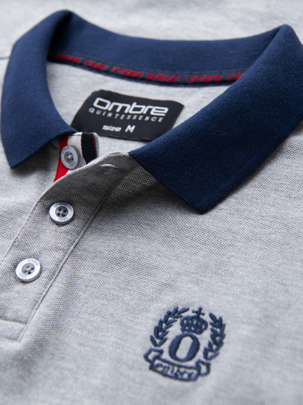 Ombre Clothing Szürke férfi póló póló Ombre Ruházat