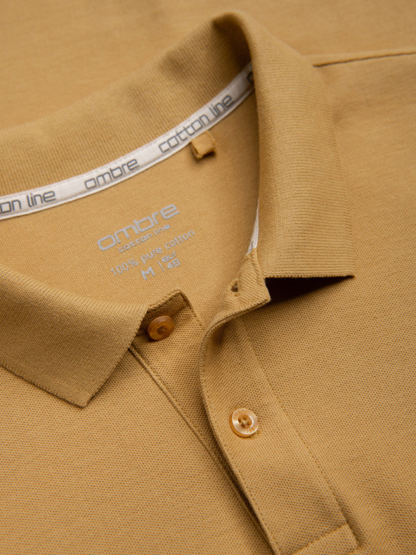 Ombre Clothing Mustár férfi alap póló póló Ombre ruházat