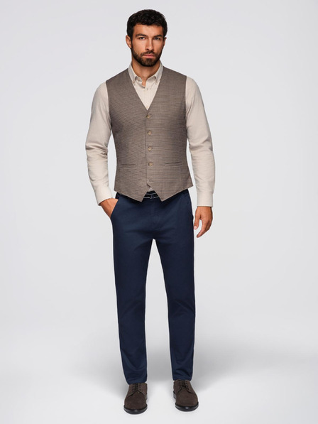 Ombre Clothing Sötétkék férfi chino nadrág dekoratív övvel Ombre Ruházat