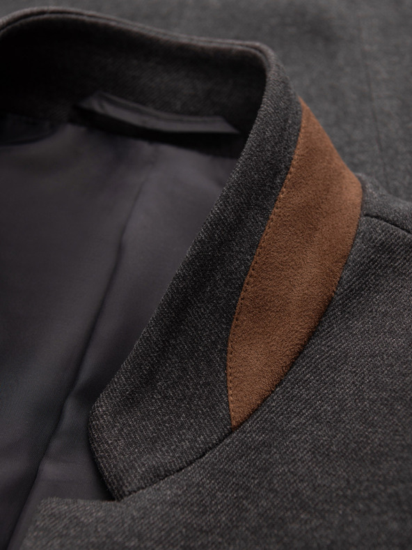 Ombre Clothing Ombre Clothing férfi barna színű kabát állógallérral