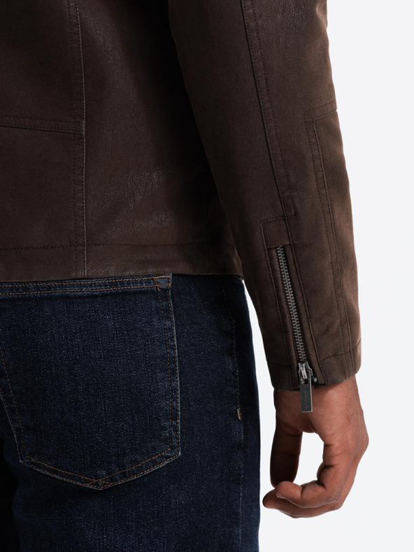 Ombre Clothing Férfi retro motoros dzseki állógallérral Ombre Clothing V1 OM-JAFL-0197 OM-JAFL-0197