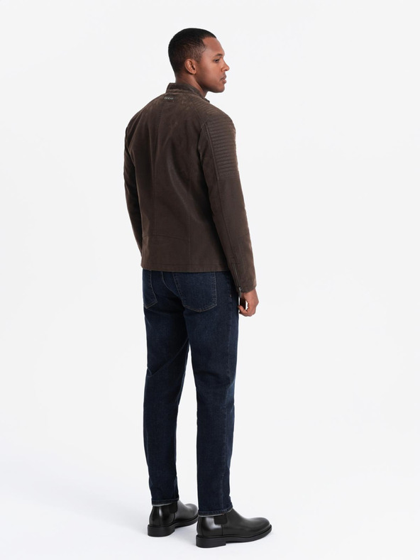 Ombre Clothing Férfi retro motoros dzseki állógallérral Ombre Clothing V1 OM-JAFL-0197 OM-JAFL-0197