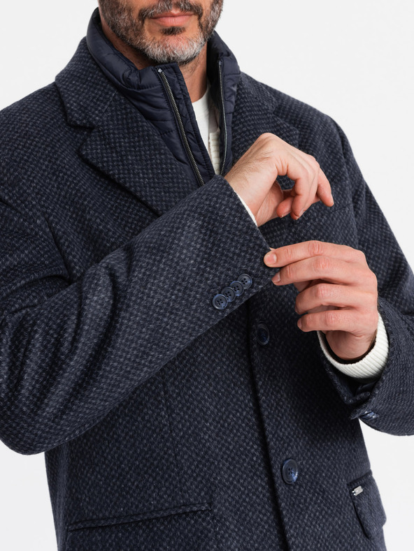 Ombre Clothing Férfi gyapjúkabát gombok nélkül Ombre Clothing V1 OM-COWC-0121 OM-COWC-0121