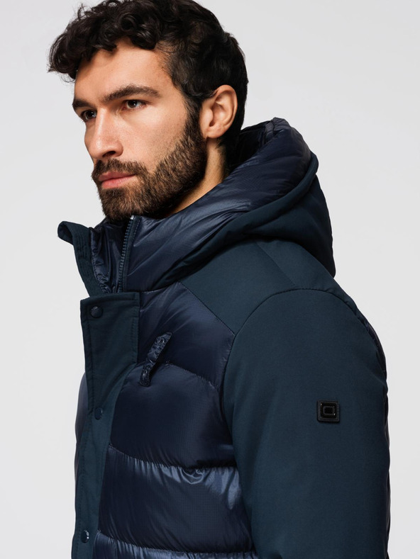 Ombre Clothing Férfi steppelt hosszú kabát nagy zsebekkel Ombre Ruházat