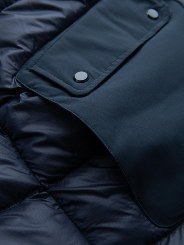 Ombre Clothing Férfi steppelt hosszú kabát nagy zsebekkel Ombre Ruházat