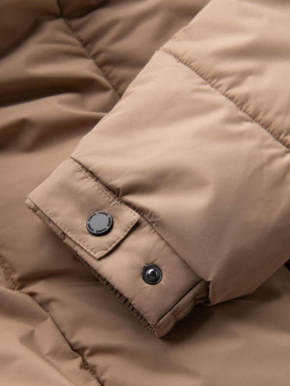 Ombre Clothing Férfi steppelt hosszú parka dzseki levehető kapucnival Ombre Clothing