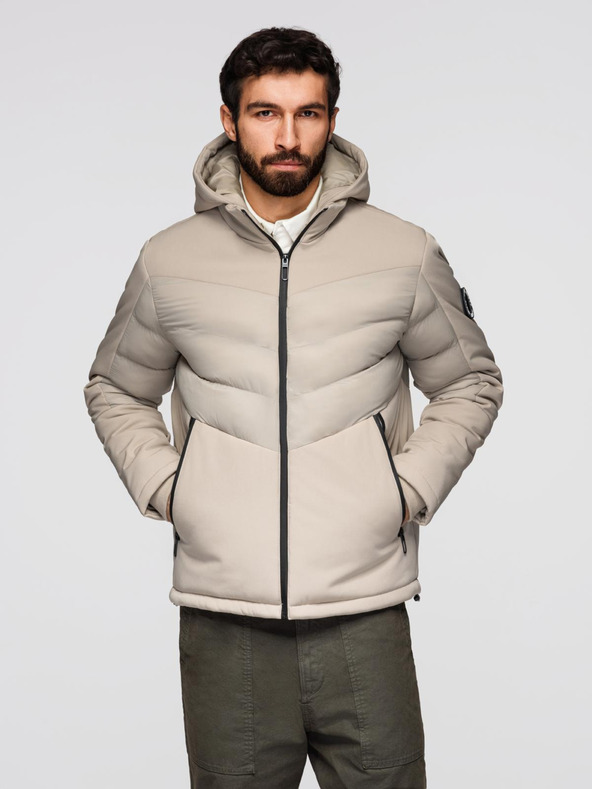 Ombre Clothing Férfi magas gallérú steppelt dzseki bézs Ombre Clothing Ombre Clothing