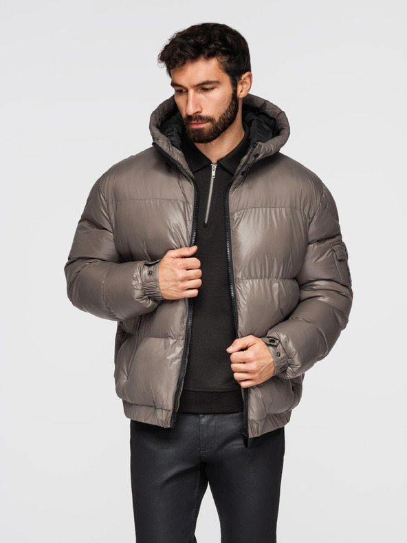 Ombre Clothing Férfi meleg kabát bordázott szegélyekkel Ombre Clothing Ombre Clothing