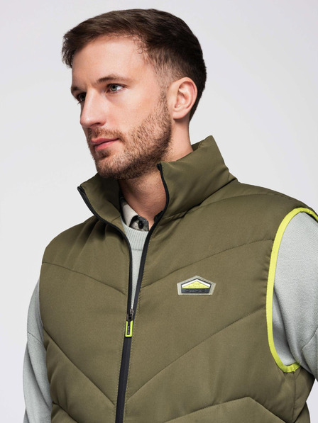 Ombre Clothing Férfi steppelt mellény neon akcentussal Ombre ruházat