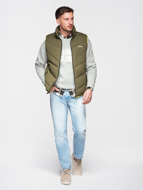 Ombre Clothing Férfi steppelt mellény neon akcentussal Ombre ruházat