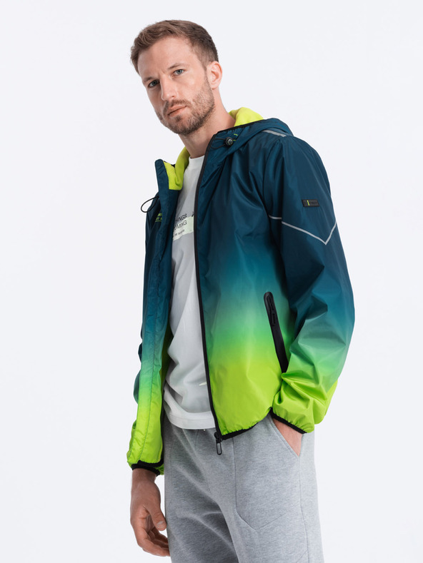 Ombre Clothing Zöld és benzin színű férfi sportdzseki Ombre Clothing