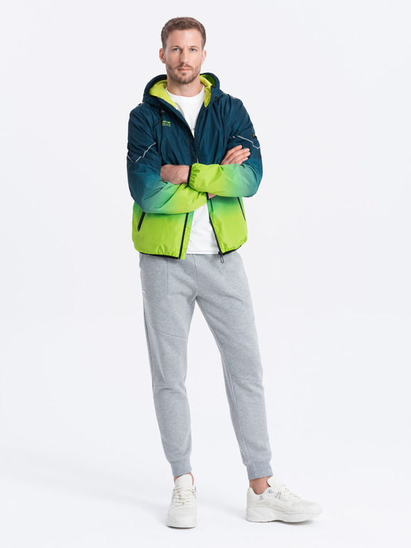 Ombre Clothing Zöld és benzin színű férfi sportdzseki Ombre Clothing