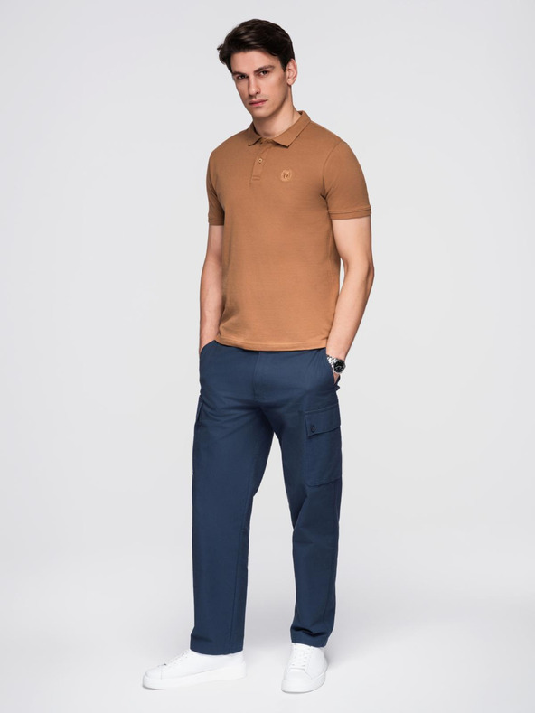 Ombre Clothing Barna férfi alap póló póló Ombre ruházat