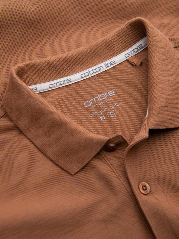 Ombre Clothing Barna férfi alap póló póló Ombre ruházat