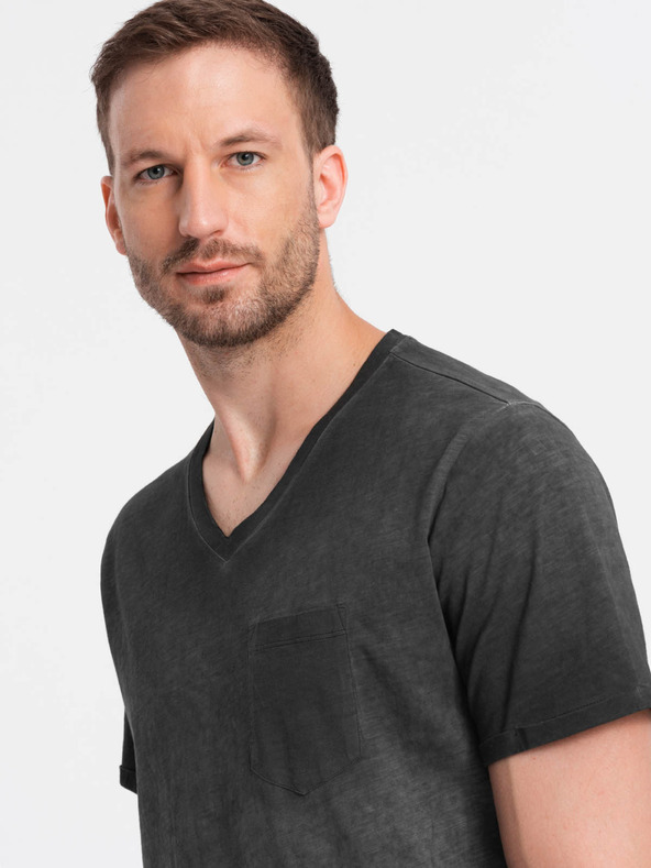 Ombre Clothing Fekete férfi csíkos póló Ombre Ruházat Ombre Ruházat