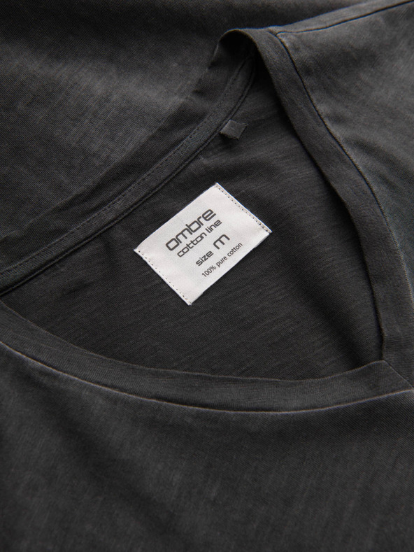 Ombre Clothing Fekete férfi csíkos póló Ombre Ruházat Ombre Ruházat